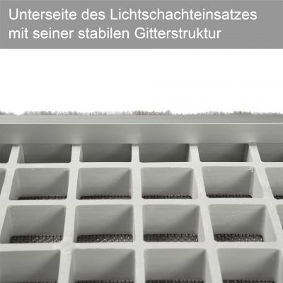 Dieser Lichtschachteinsatz kann mit Kette gesichert werden | Cleanline-Safe